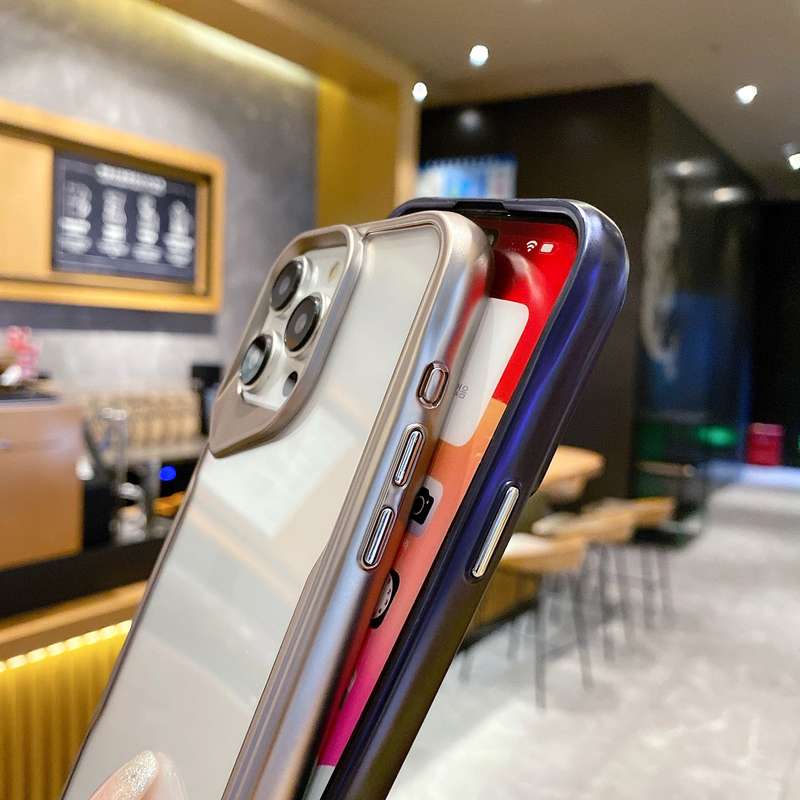 For iPhone 15 Electroplating TPU Frame Hybrid PC Phone Case(Black)