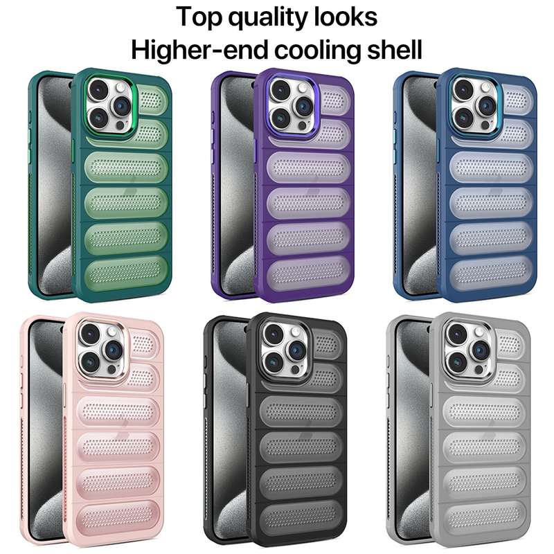 For iPhone 14 Plus Cooling Armor Translucent Mesh Breathable Phone Case(Grey)