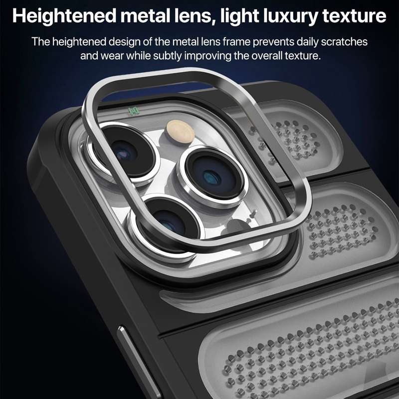 For iPhone 14 Plus Cooling Armor Translucent Mesh Breathable Phone Case(Grey)