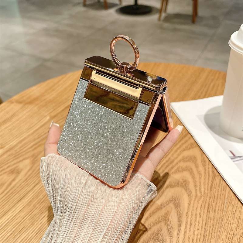 For Samsung Galaxy Z Flip5 5G Electroplated PC Starry Sky Glitter Shockproof Phone Case with Ri