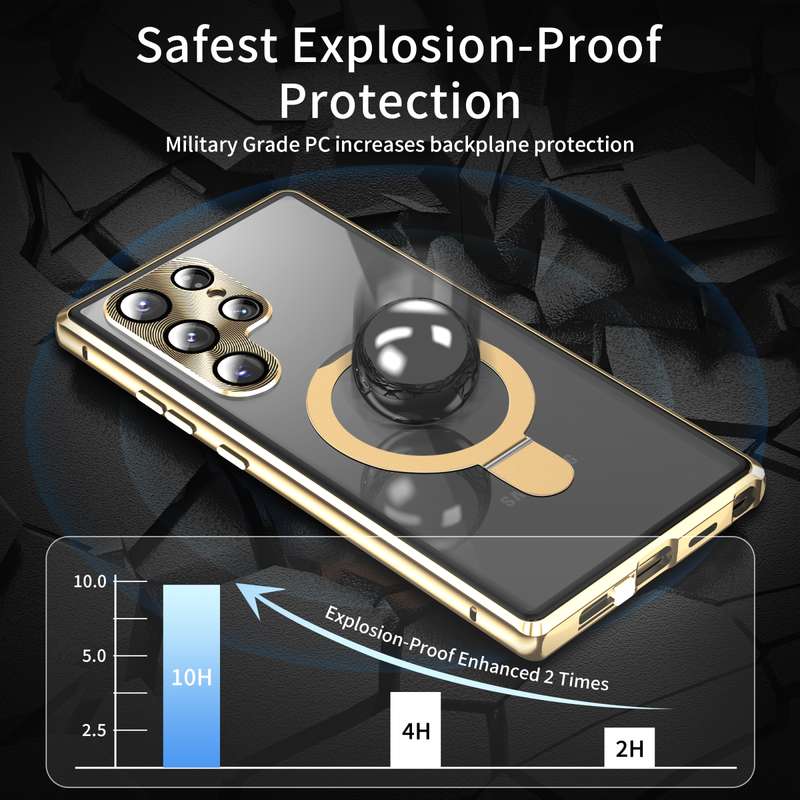 For Samsung Galaxy S23 Ultra 5G MagSafe Magnetic Privacy Frosted Tempered Glass Holder Phone Ca