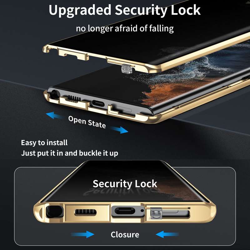 For Samsung Galaxy S23 Ultra 5G MagSafe Magnetic Privacy Frosted Tempered Glass Holder Phone Ca