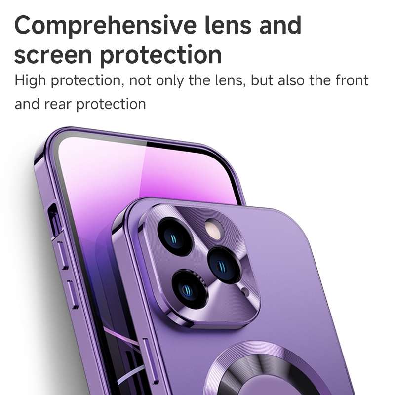 For iPhone 15 Plus Magnetic HD Tempered Glass Phone Case(Purple)