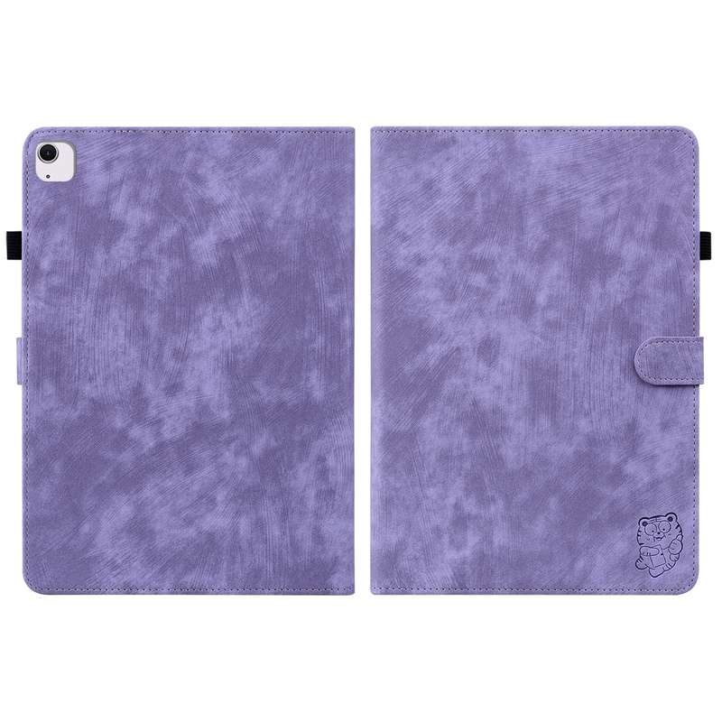 For iPad Air 13 2024 Embossed Tiger Pattern Leather Tablet Case(Purple)