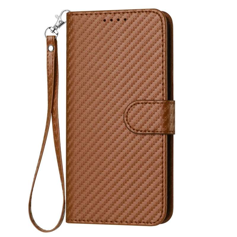For Sony Xperia 1 VI YX0070 Carbon Fiber Buckle Leather Phone Case with Lanyard(Coffee)