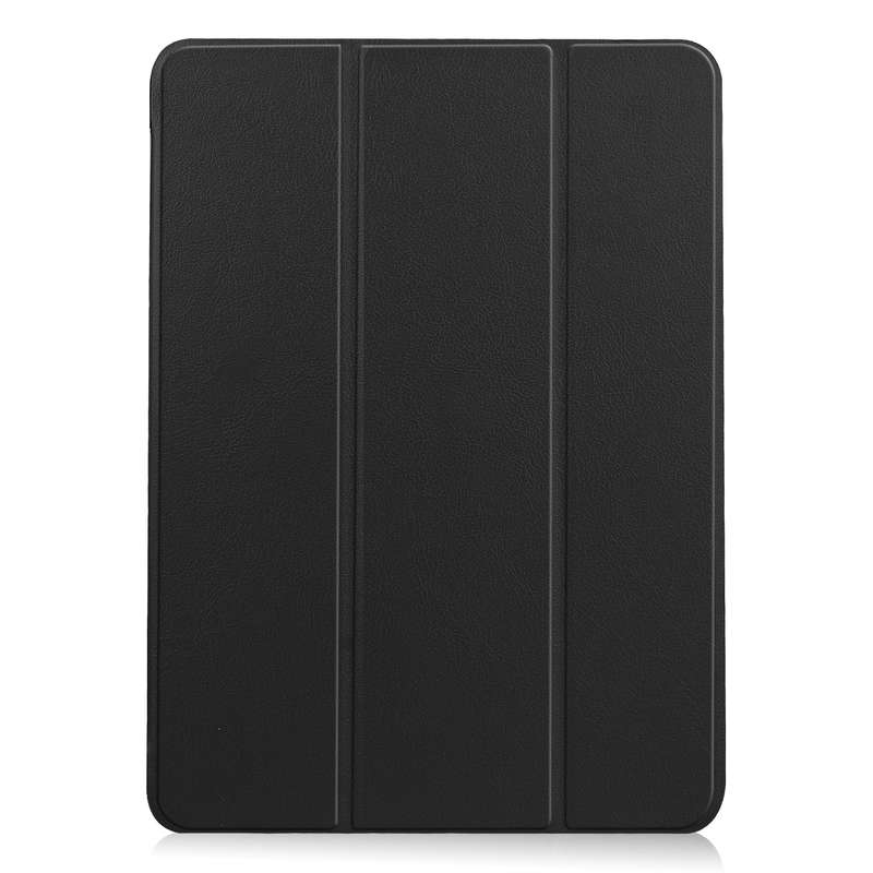 For iPad Air 13 2024 Custer Pure Color 3-Fold Holder Smart Leather Tablet Case(Black)