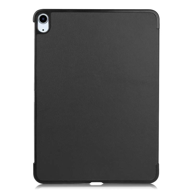 For iPad Air 13 2024 Custer Pure Color 3-Fold Holder Smart Leather Tablet Case(Black)