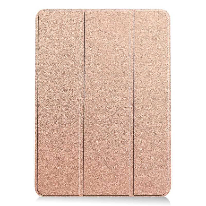 For iPad Air 13 2024 Custer Pure Color 3-Fold Holder Smart Leather Tablet Case(Rose Gold)