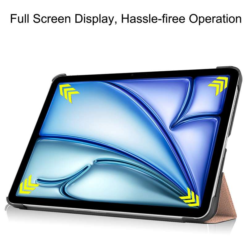 For iPad Air 13 2024 Custer Pure Color 3-Fold Holder Smart Leather Tablet Case(Rose Gold)