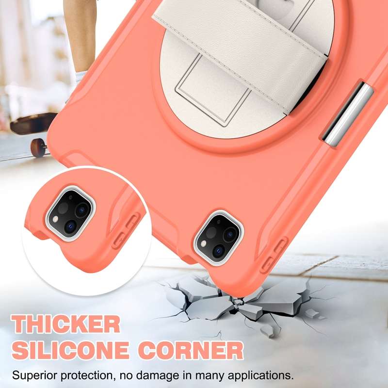 For iPad Pro 11 2024 Spider Wheel Silicone Hybrid PC Tablet Case(Coral Orange)