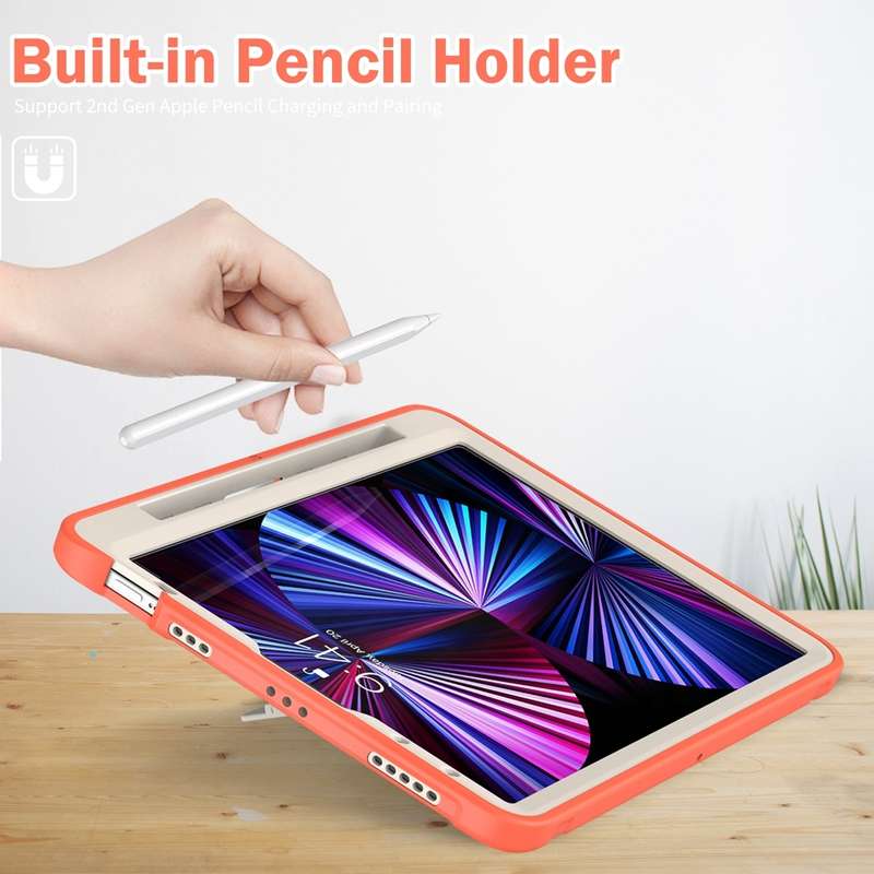 For iPad Pro 11 2024 Spider Wheel Silicone Hybrid PC Tablet Case(Coral Orange)