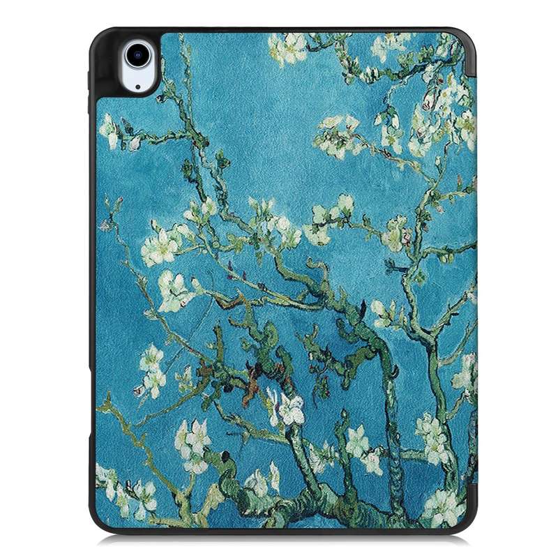 For iPad Air 11 2024 Custer Painted 3-Fold Holder Smart Leather Tablet Case(Apricot Flower)
