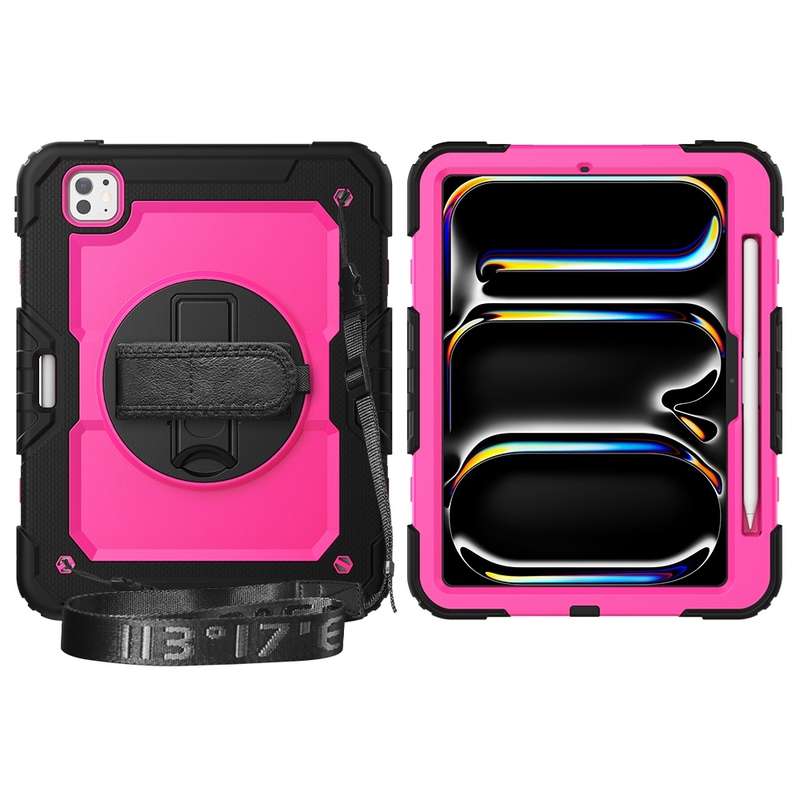 For iPad Pro 11 2024 Silicone + PC Tablet Protective Case(Rose Red+Black)