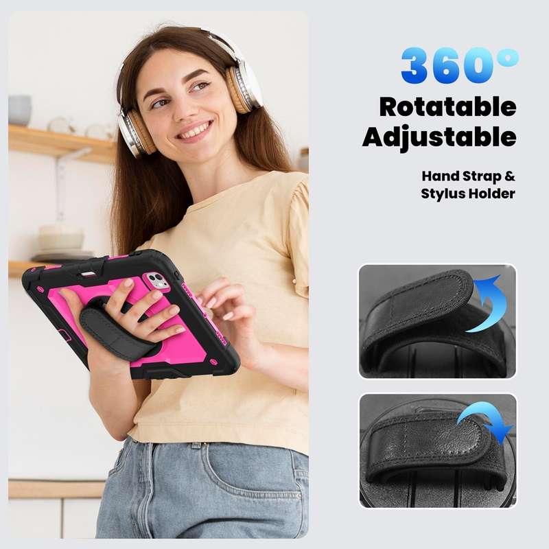 For iPad Pro 11 2024 Silicone + PC Tablet Protective Case(Rose Red+Black)