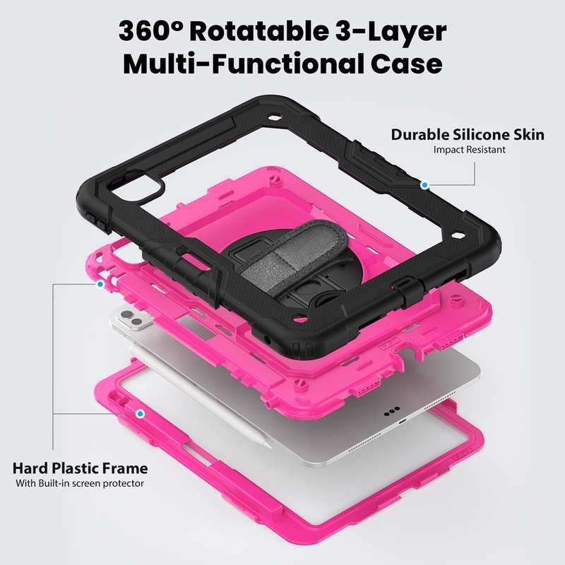 For iPad Pro 11 2024 Silicone + PC Tablet Protective Case(Rose Red+Black)