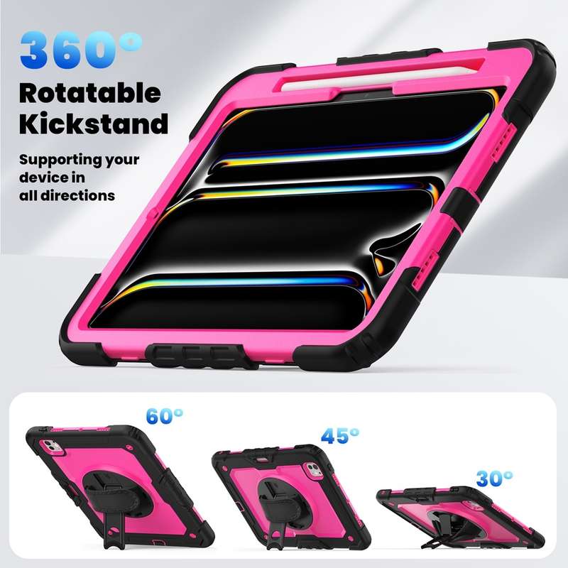 For iPad Pro 11 2024 Silicone + PC Tablet Protective Case(Rose Red+Black)