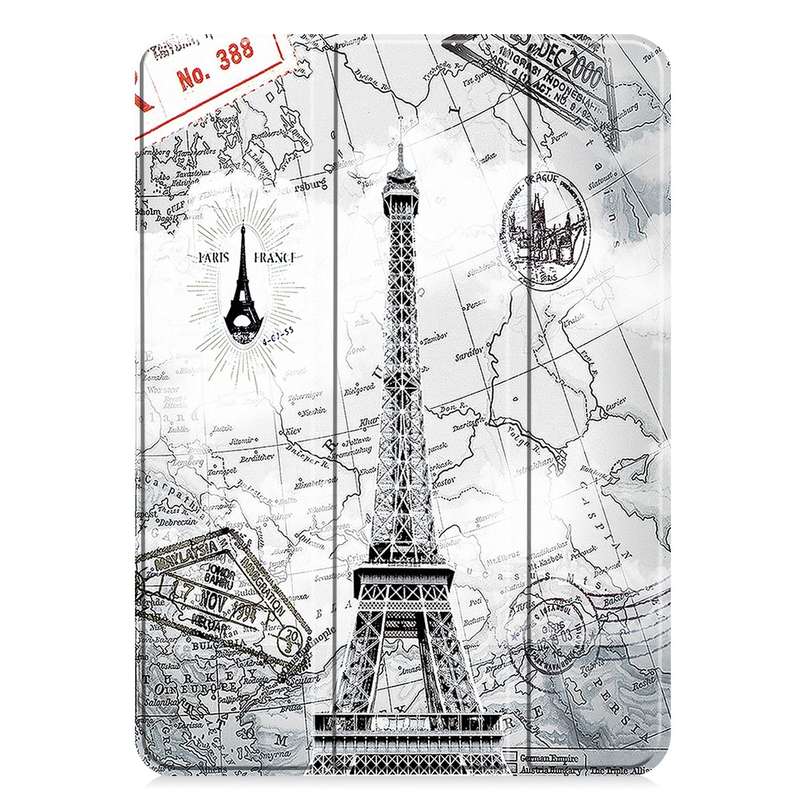 For iPad Pro 11 2024 Custer Painted 3-Fold Holder Smart Leather Tablet Case(Retro Tower)