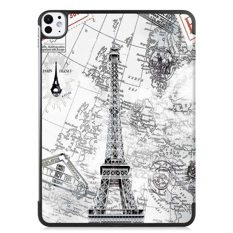 For iPad Pro 11 2024 Custer Painted 3-Fold Holder Smart Leather Tablet Case(Retro Tower)