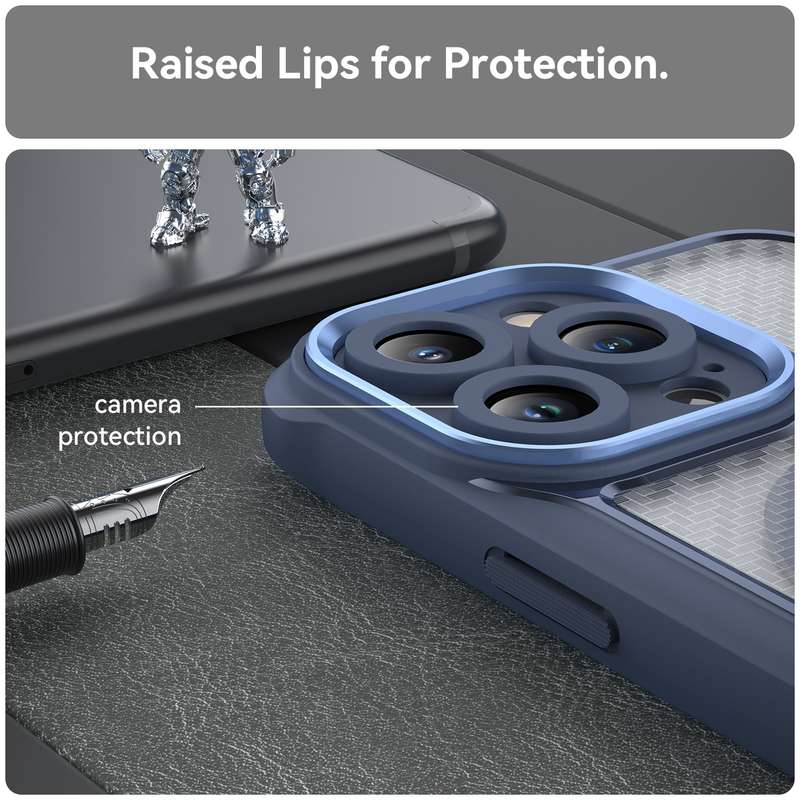 For iPhone 13 Pro Max Carbon Fiber Texture MagSafe Translucent Phone Case(Blue)