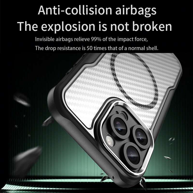 For iPhone 16 Pro Max Carbon Fiber Texture MagSafe Translucent Phone Case(Purple)