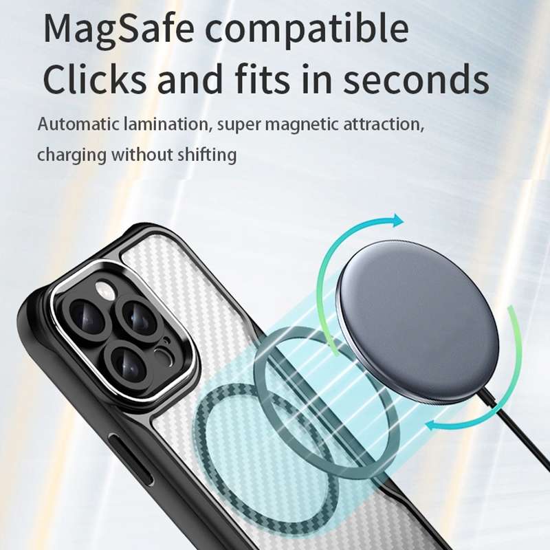 For iPhone 16 Pro Max Carbon Fiber Texture MagSafe Translucent Phone Case(Purple)