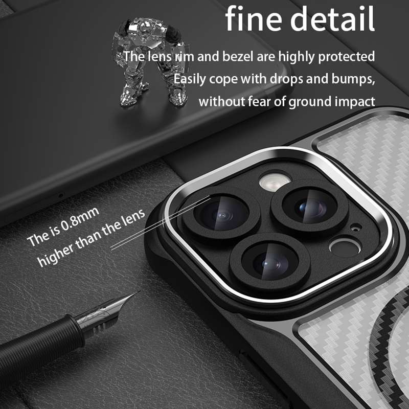 For iPhone 16 Pro Max Carbon Fiber Texture MagSafe Translucent Phone Case(Purple)