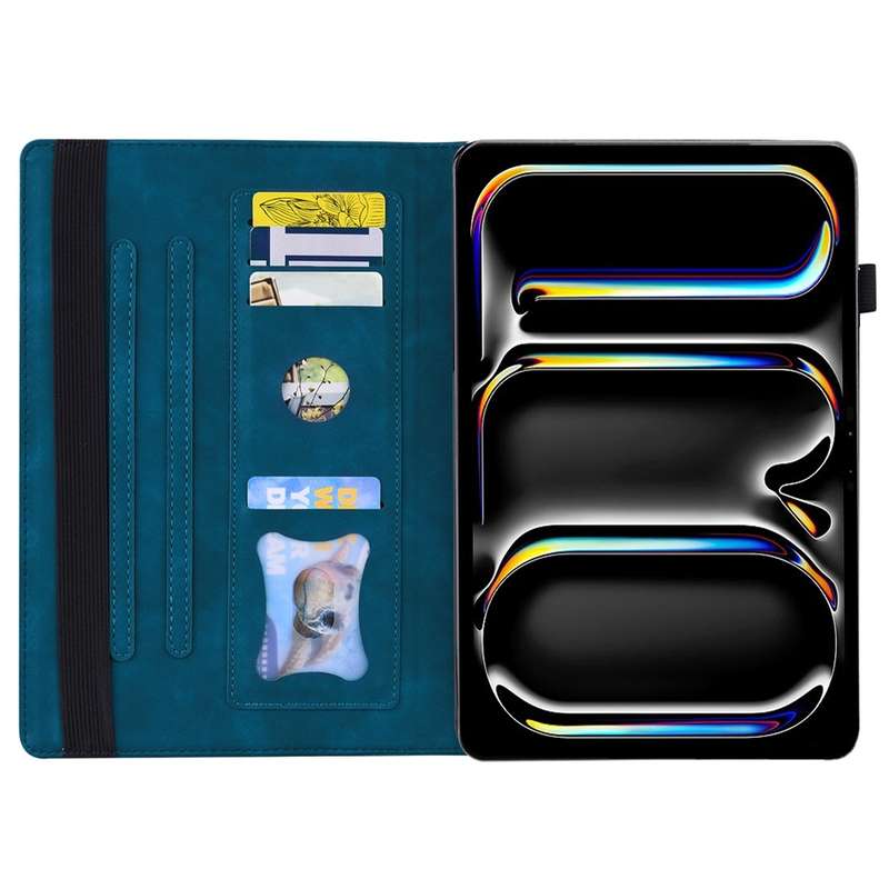 For iPad Pro 13 2024 Splicing Shockproof Leather Tablet Case(Blue)