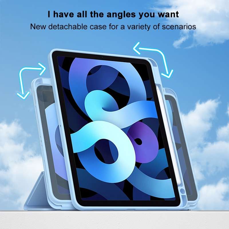 For iPad 10.2 2021 / Air 10.5 Rotatable Magnetic Detachable Leather Tablet Case with Pen Slot(P