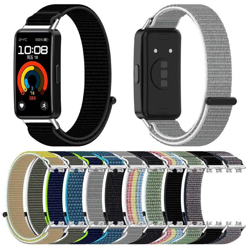 For Huawei Band 9 / 9 NFC / 8 / 8 NFC Nylon Loop Hook and Loop Fastener Watch Band(Seashell)