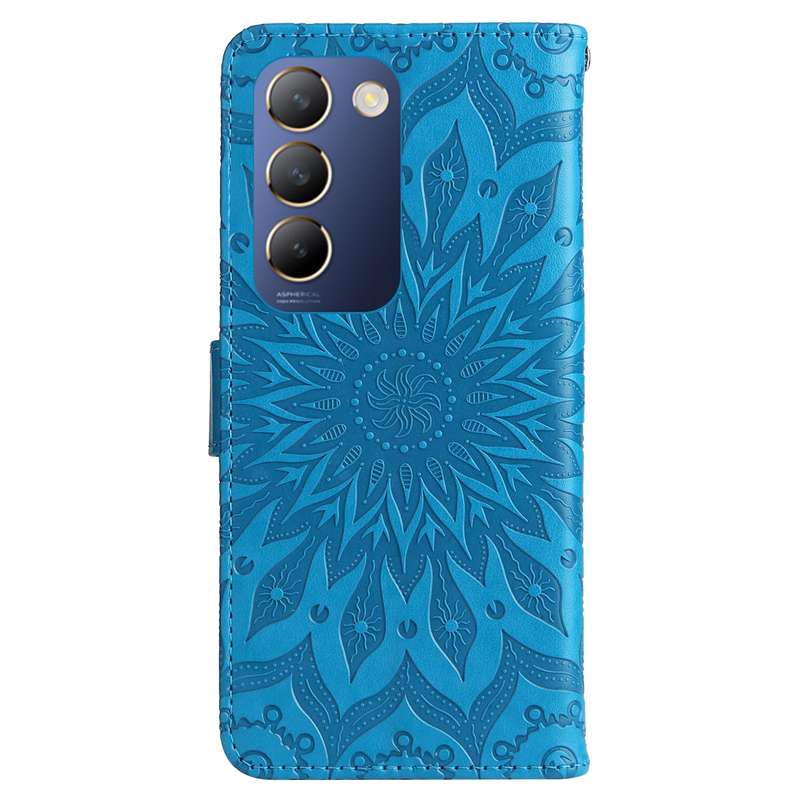 For vivo V40 SE 5G / Y100 IDN Embossed Sunflower Pattern Flip Leather Phone Case(Blue)