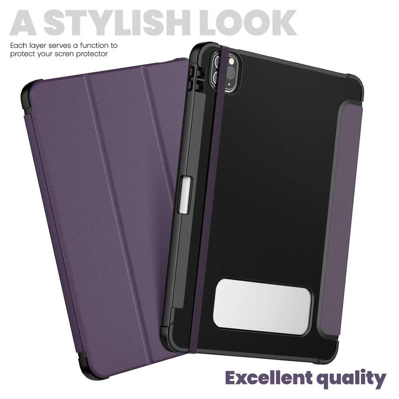 For iPad Pro 11 2022 / Air 10.9 2022 Carbon Fiber Leather Smart Tablet Case(Purple)
