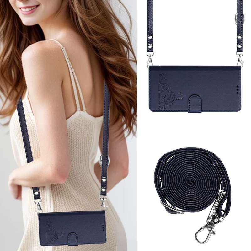 For Realme GT NEO3 Cat Rat Embossed Pattern RFID Leather Phone Case with Lanyard(Blue)