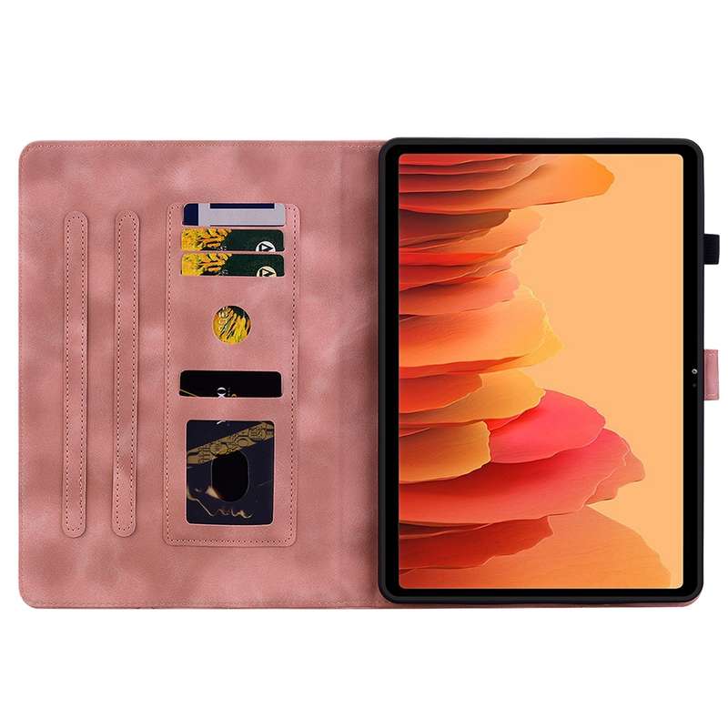 For Samsung Galaxy Tab A7 10.4 Lily Embossed Leather Smart Tablet Case(Pink)