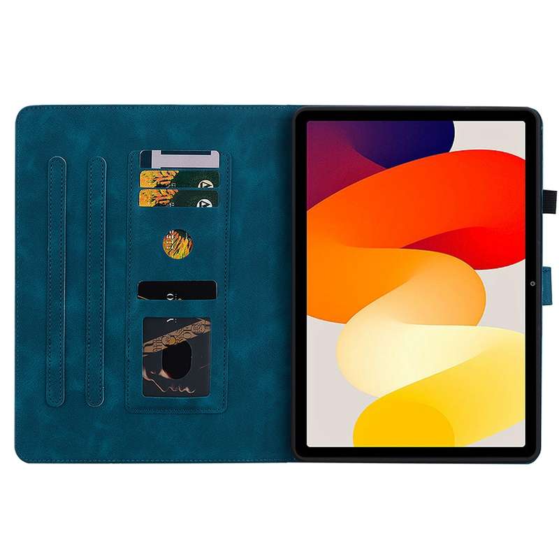 For Xiaomi Redmi Pad SE Lily Embossed Leather Tablet Case(Dark Blue)