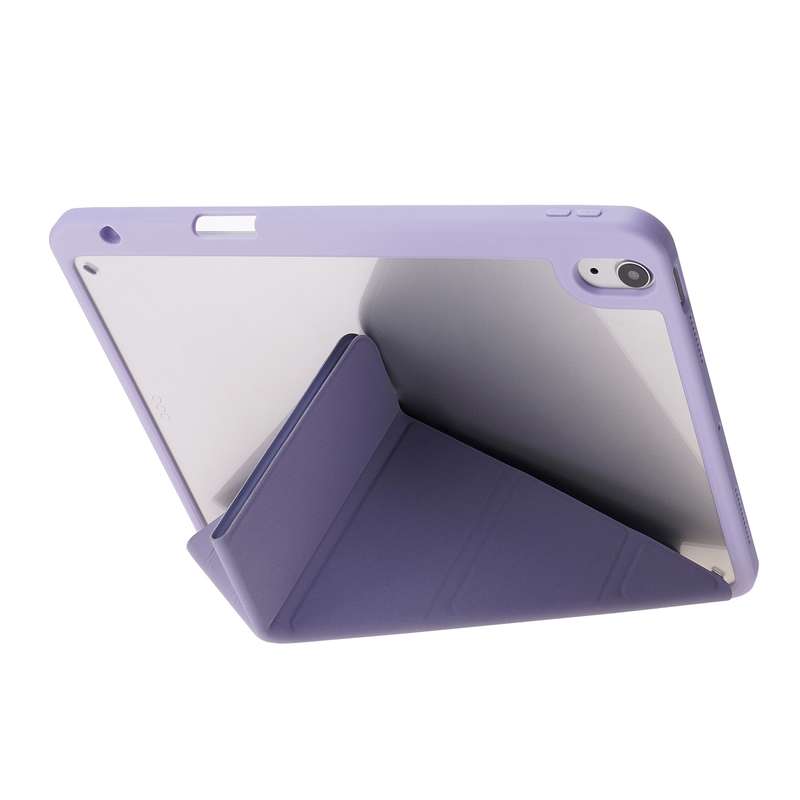 For iPad Air 11 2024 Deformation Transparent Acrylic Leather Tablet Case(Lavender Grey)