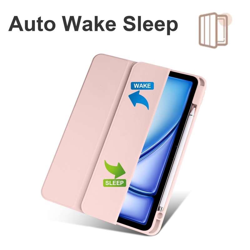 For iPad Air 11 2024 Acrylic 3-folding Smart Leather Tablet Case(Pink)