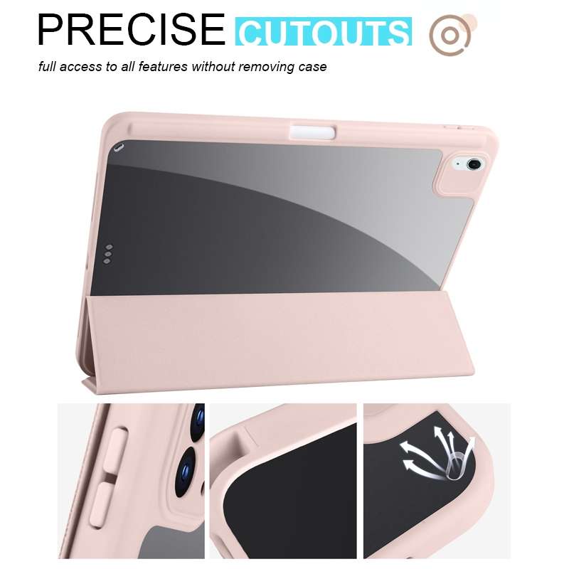 For iPad Air 11 2024 Acrylic 3-folding Smart Leather Tablet Case(Pink)