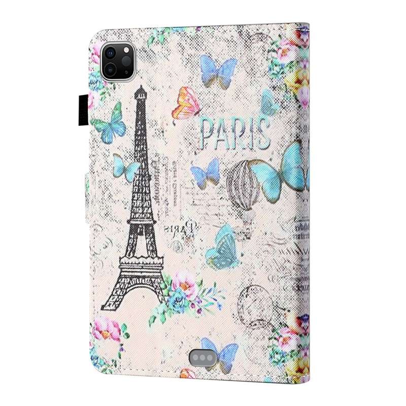 For iPad Pro 11 2024 Coloured Drawing Stitching Smart Leather Tablet Case(Tower and Butterflies