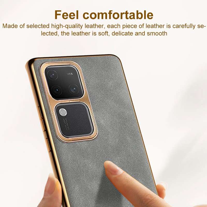 For vivo X100 Pro Electroplating Lambskin Leather Phone Case(Grey)