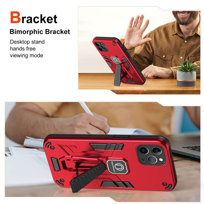 For iPhone 11 Pro Shockproof Holder Phone Case(Red)