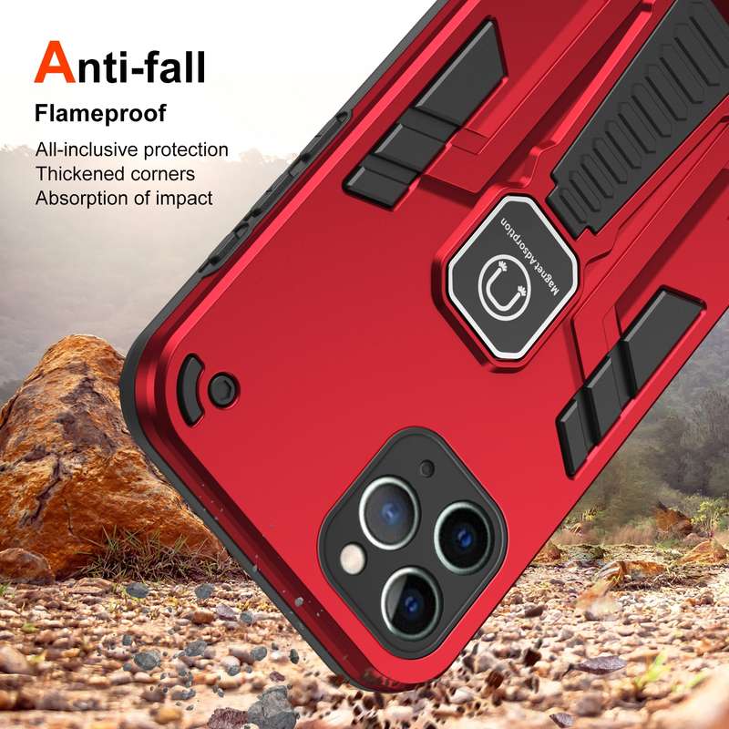 For iPhone 11 Pro Shockproof Holder Phone Case(Red)