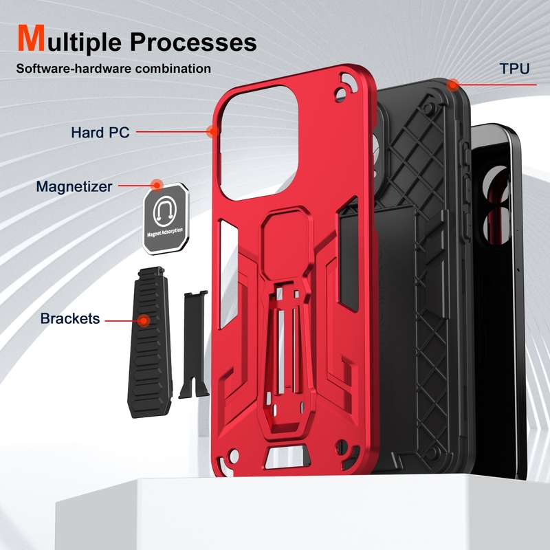 For iPhone 11 Pro Shockproof Holder Phone Case(Red)