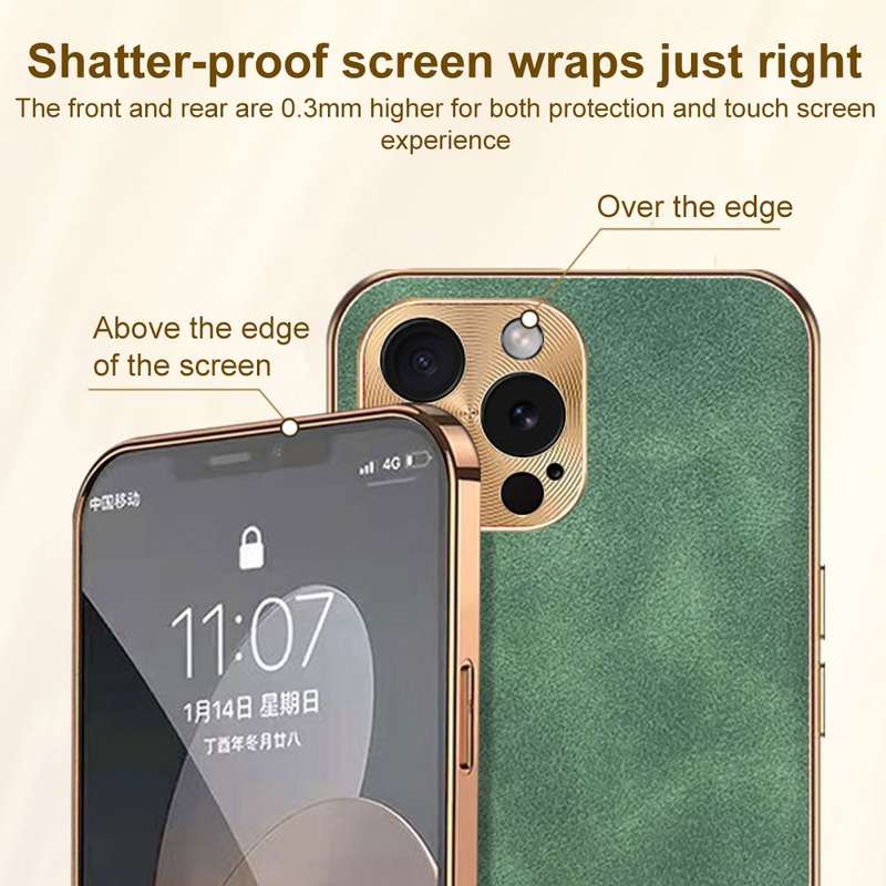 For iPhone 14 Pro Max Electroplating Lambskin Leather Phone Case(Grey)