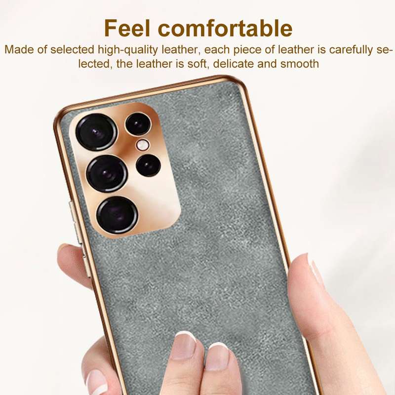For Samsung Galaxy S23 5G Electroplating Lambskin Leather Phone Case(Green)
