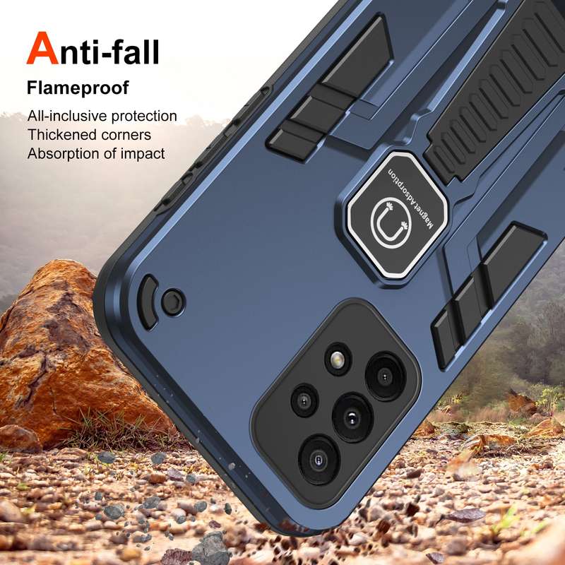 For Samsung Galaxy A23 Shockproof Holder Phone Case(Blue)