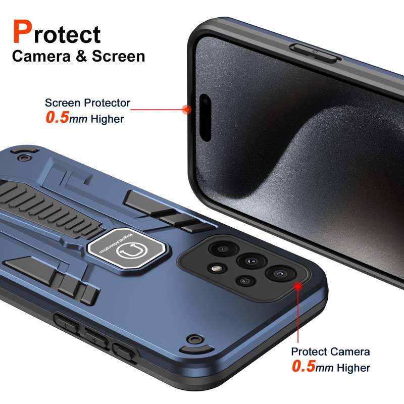 For Samsung Galaxy A23 Shockproof Holder Phone Case(Blue)