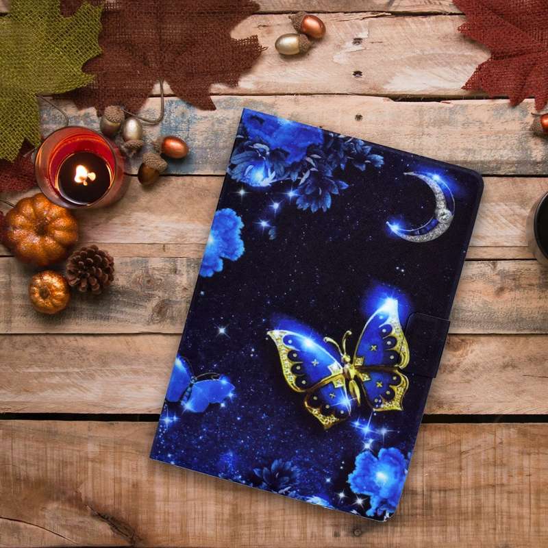For iPad Pro 11 2024 Colored Drawing Horizontal Flip Tablet Leather Case(Blue Butterfly)
