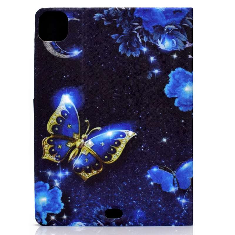 For iPad Pro 11 2024 Colored Drawing Horizontal Flip Tablet Leather Case(Blue Butterfly)