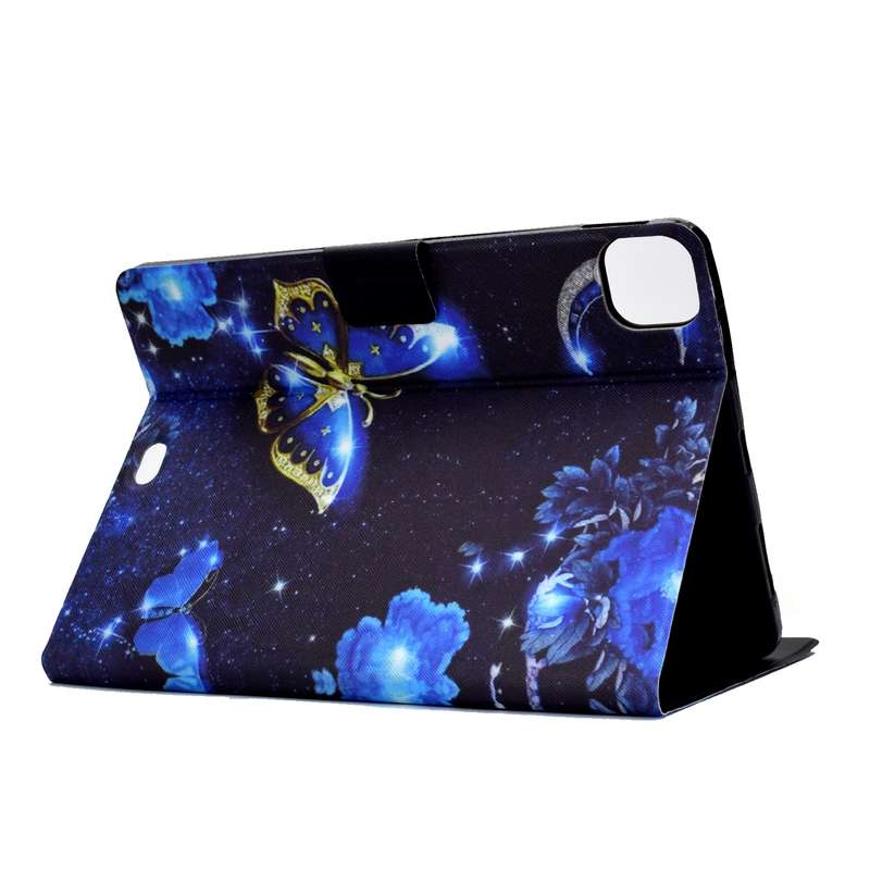 For iPad Pro 11 2024 Colored Drawing Horizontal Flip Tablet Leather Case(Blue Butterfly)