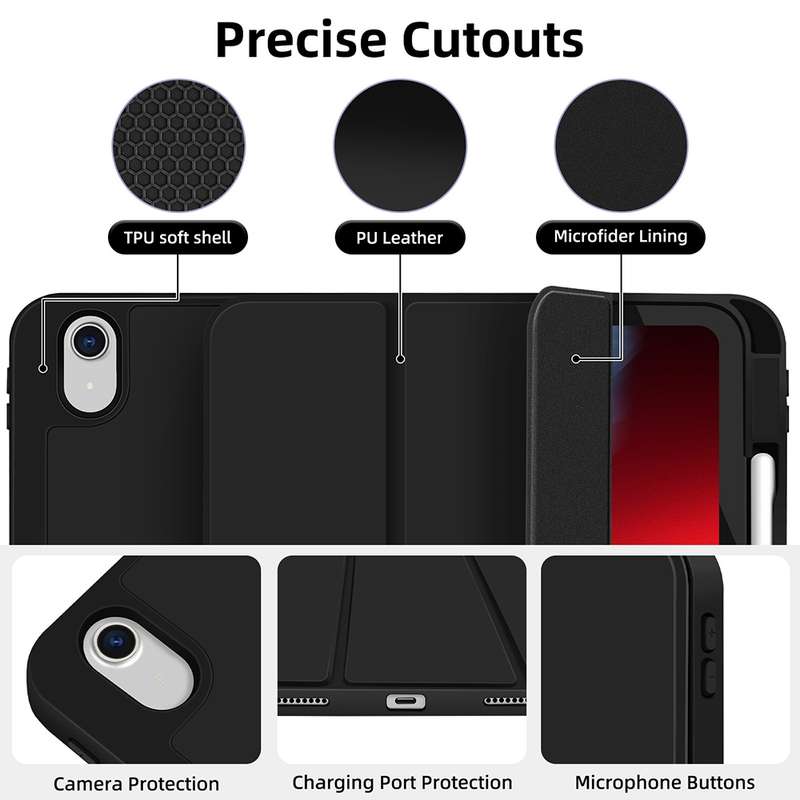 For iPad Air 11 2024 3-fold TPU Smart Leather Tablet Case with Pen Slot(Black)